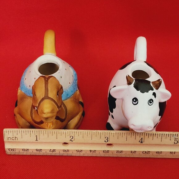 Vintage  Miniature Creamer Clay Pottery Cow Camel Set of 2 - Picture 11 of 11